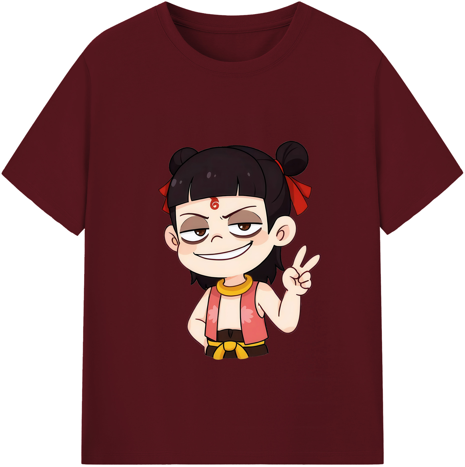 （画像用） Ne Zha 2 ナタ 魔童の大暴れ 綿100％半袖Tシャツ（フロントプリント）